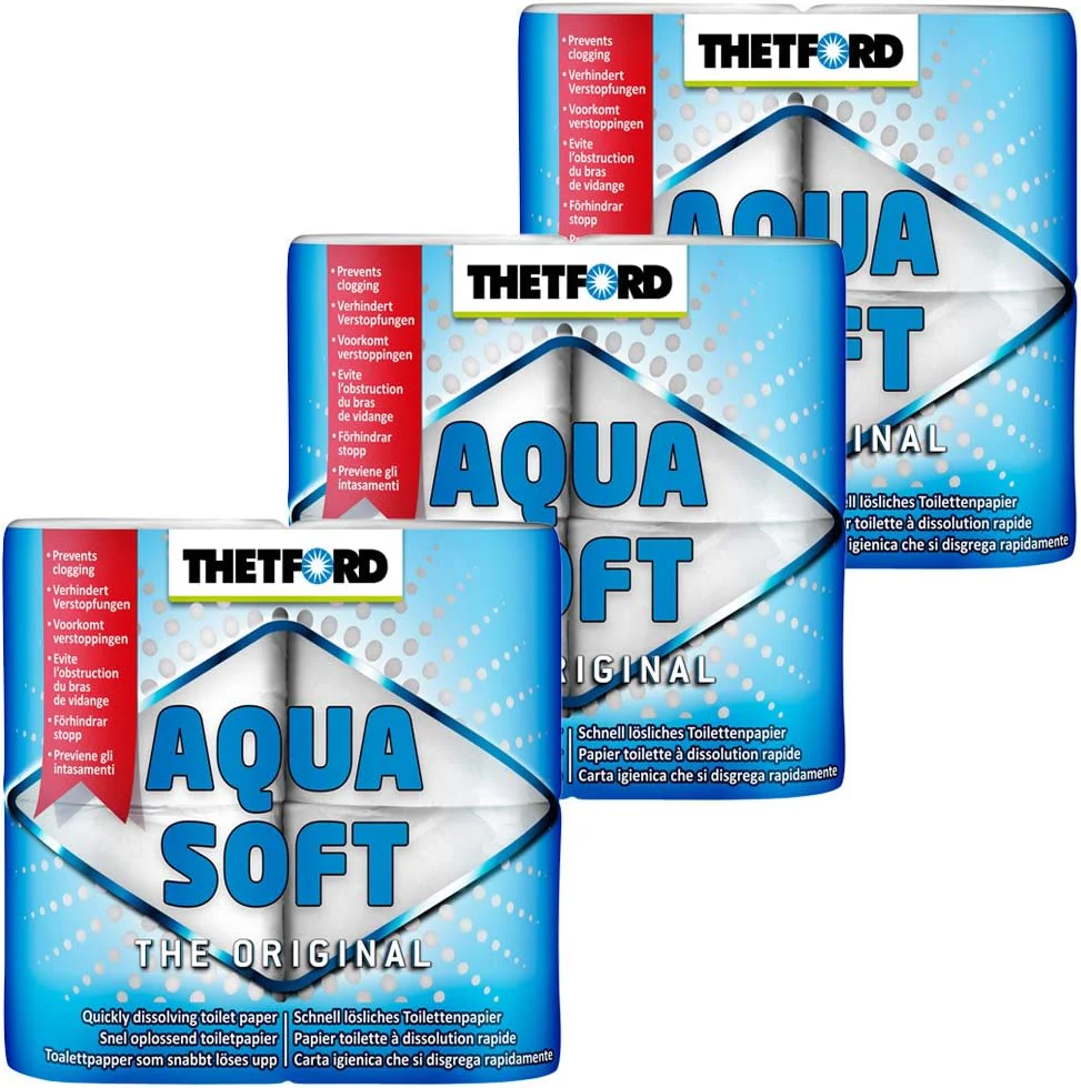 THETFORD 3 CONFEZIONI AQUA SOFT DA 4 ROTOLI CARTA IGIENICA A RAPIDA DISSOLVENZA - IN PROMOZIONE! - immagine 2