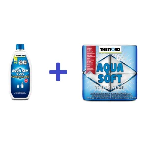 PROMO THETFORD AQUA KEM BLUE + AQUA SOFT CARTA IGIENICA A RAPIDA DISSOLVENZA PER WC CHIMICI